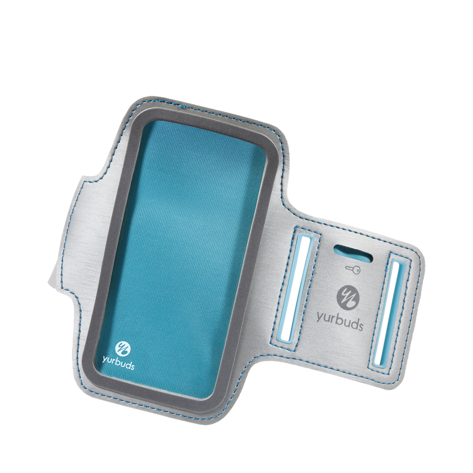 Athletic Armband for iPhone 5 - Teal - Adjustable Sport Armband with yursafety ID - Hero