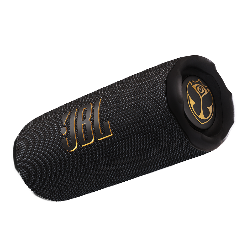 JBL Flip 7 Tomorrowland - Black - Portable waterproof and drop-proof speaker designed by JBL x Tomorrowland - Hero