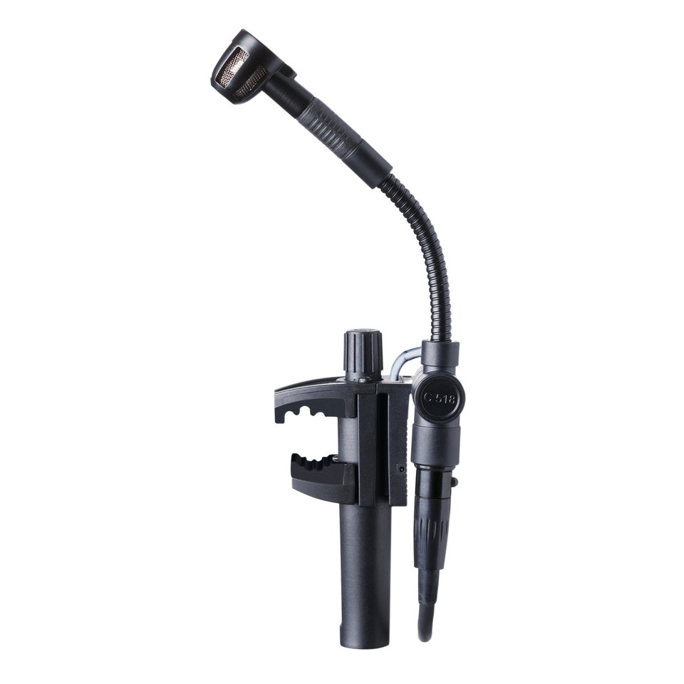 C518 M - Black - Professional miniature clamp-on condenser microphone with mini XLR to standard XLR cable - Hero