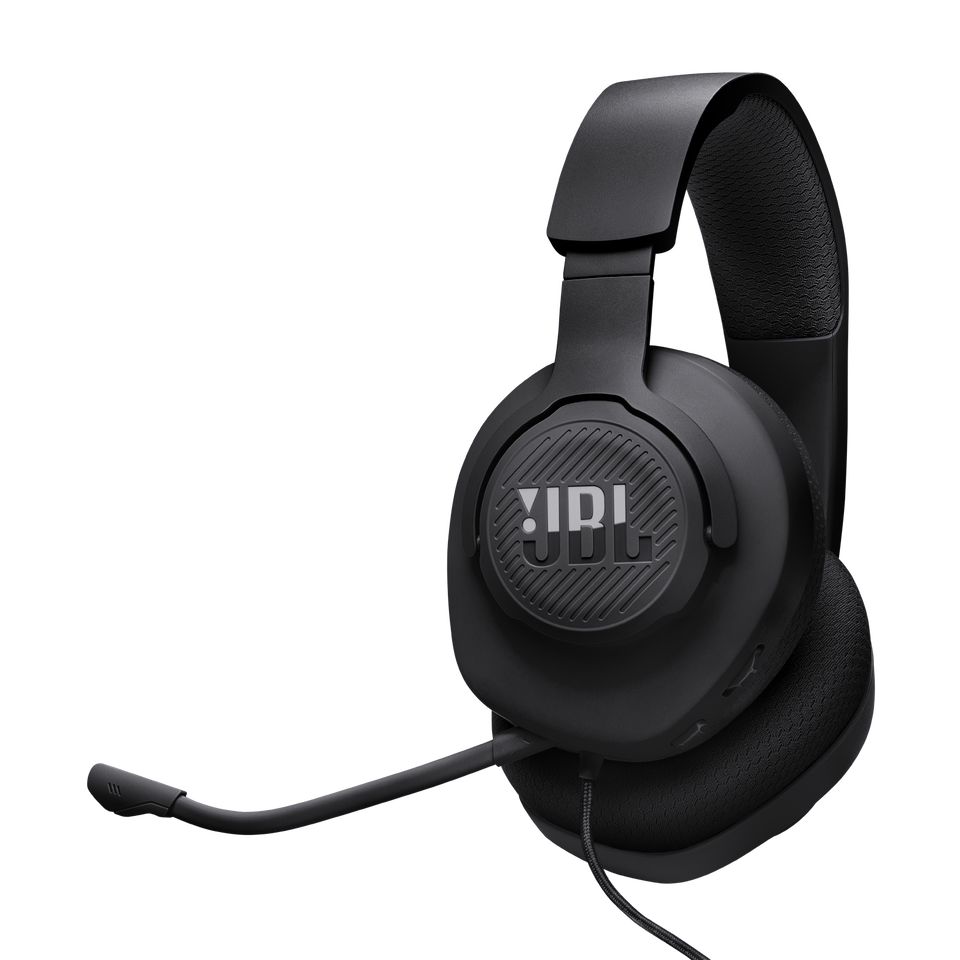 JBL Quantum 100 - Black - Wired over-ear gaming headset with flip-up mic - Hero