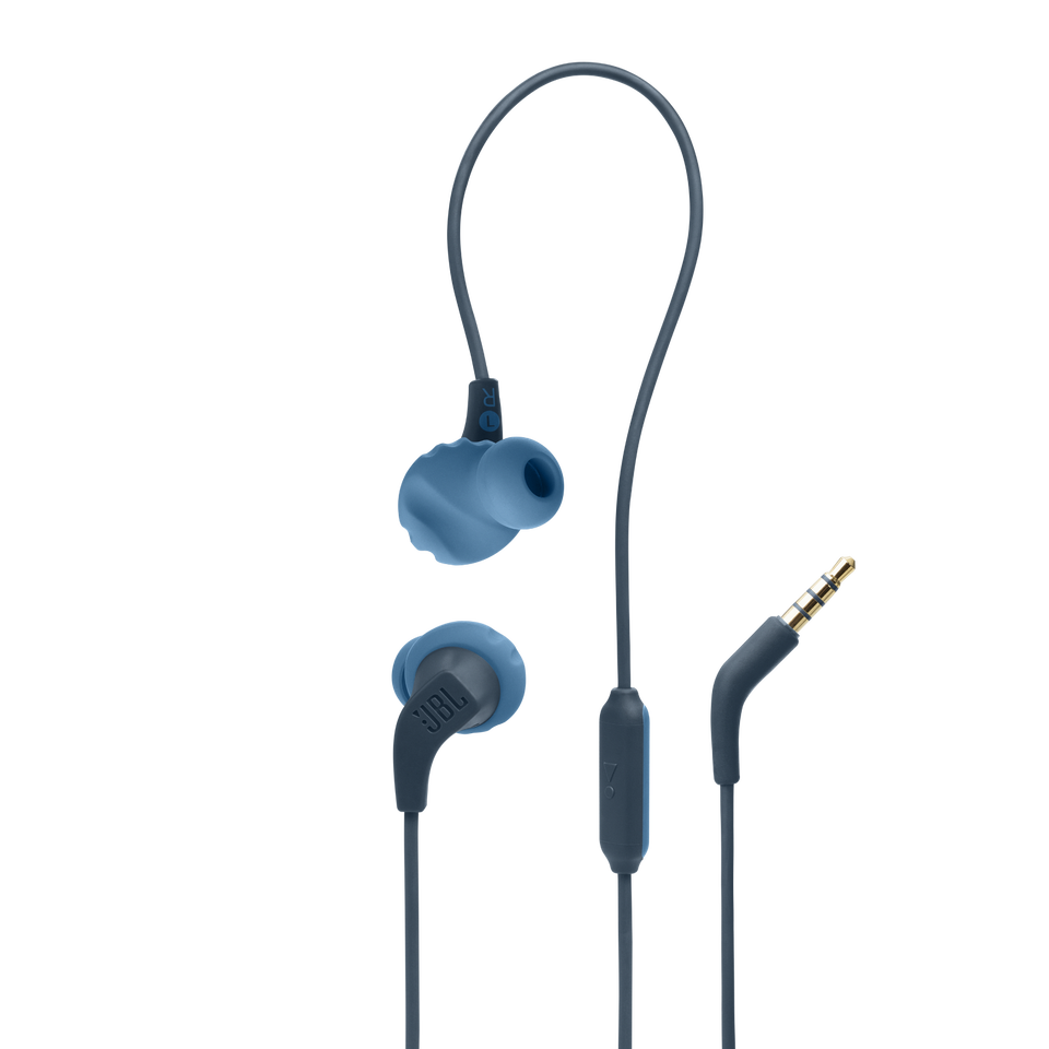 JBL Endurance Run 2 Wired - Blue - Waterproof Wired Sports In-Ear Headphones - Hero